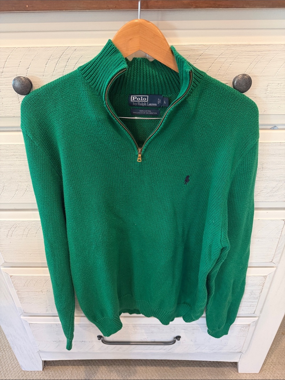 Polo by Ralph Lauren Men's Bright Green Quarter-Zip Knit Sweater